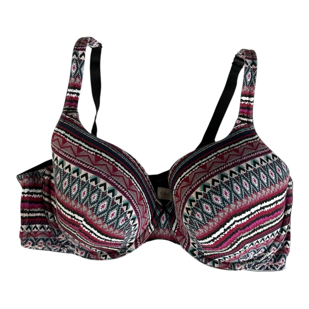 Cacique Lane Bryant lightly lined balconette bra geometric Aztec pattern 42C